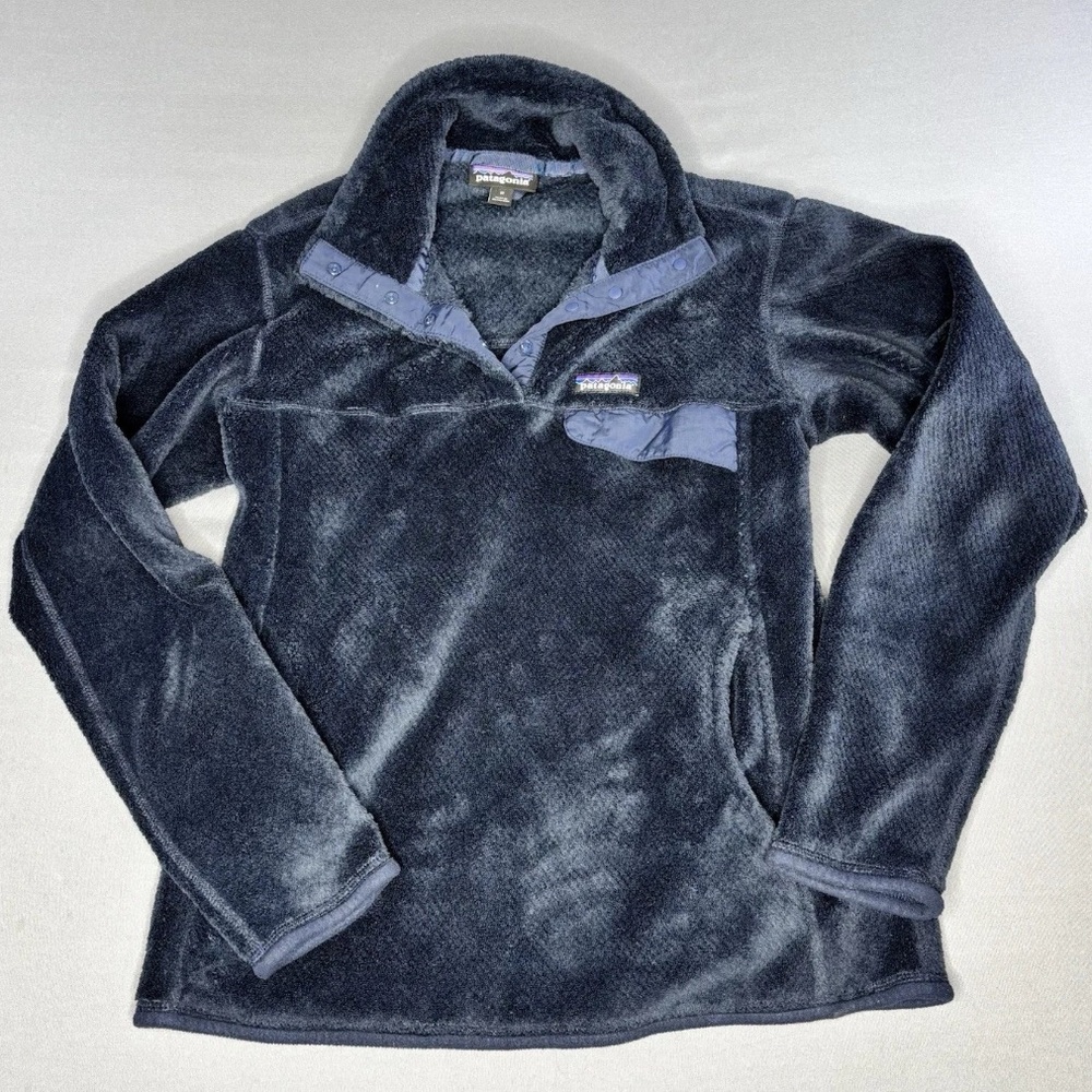Patagonia Jacket Womens Medium Re-Tool Snap-T Pullover Fleece Navy Blue